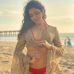 Python bell sleeved crop top